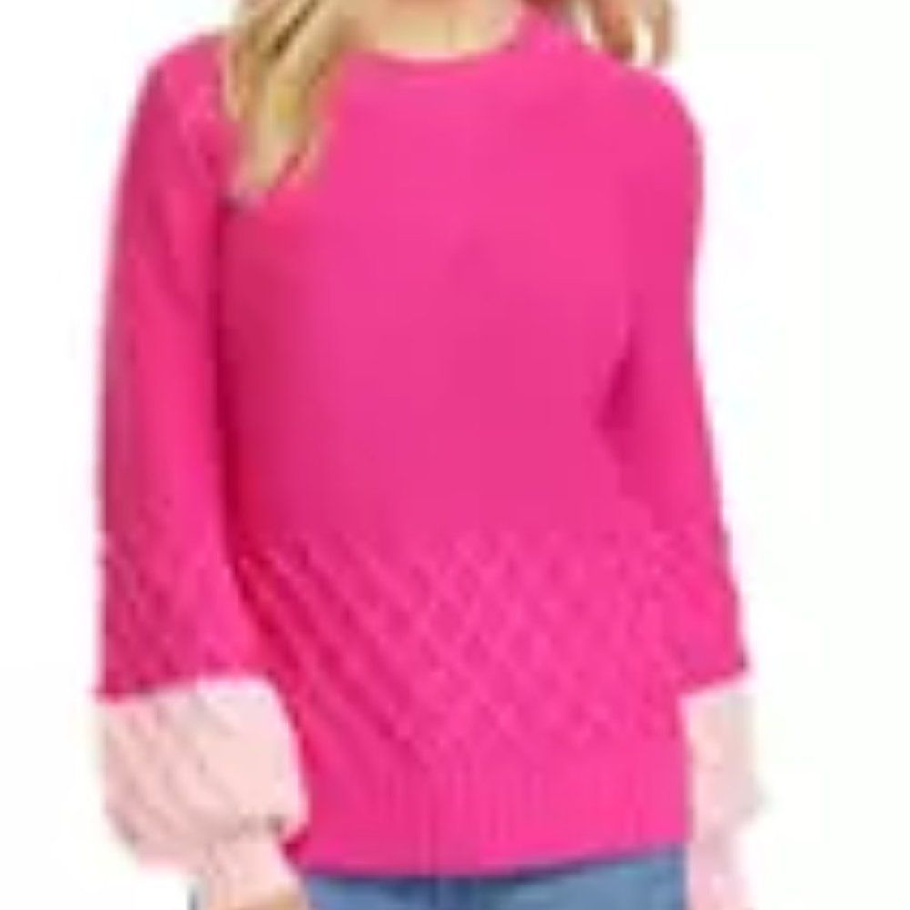 crown & ivy Hot Pink Sweater with Pink Cuffs